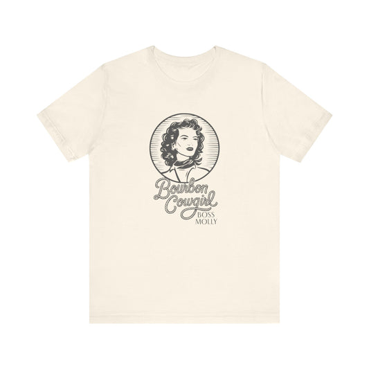 Bourbon Cowgirl Tee - Unisex Short Sleeve Shirt for Fall, Gift for Whiskey Lovers, Autumn Apparel